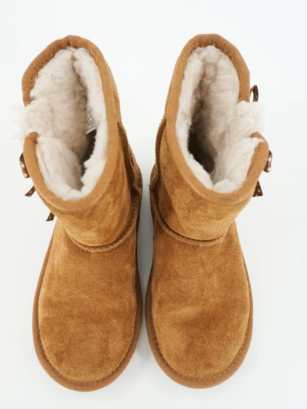 Koolaburra By Uggs Brown Suede Boots Girl Size 13 Chestnut Fur Bow Victoria